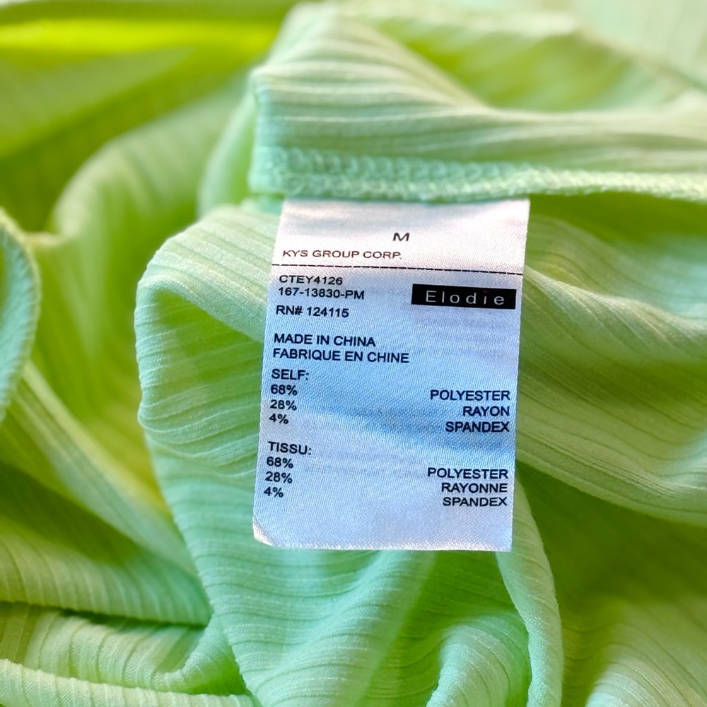 Elodie Light Green Ribbed Top - Picture 6 of 10